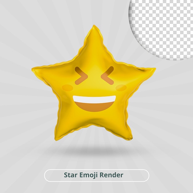 Laughing emoji star 3d render