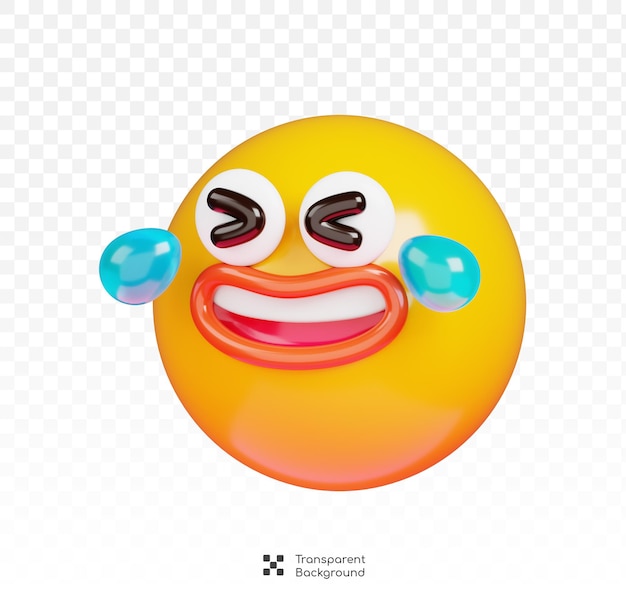 Laughing face emoji rendering 3d dell'emoticon su sfondo trasparente