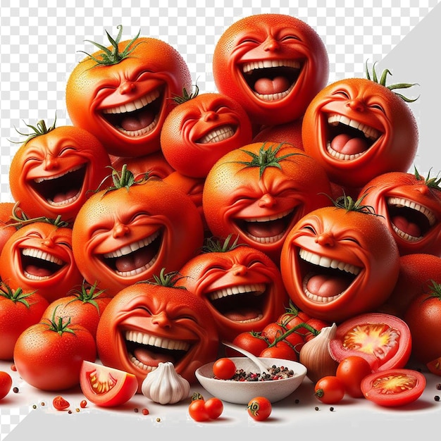 PSD cibo ridente sorridente veggie pomodoro isolato su sfondo trasparente cibo png erbe pic