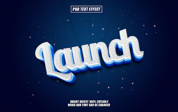 launch text effect font editable typography 3d text