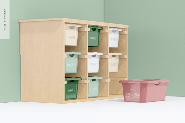 Laundry Basket Organizer Mockup Side View