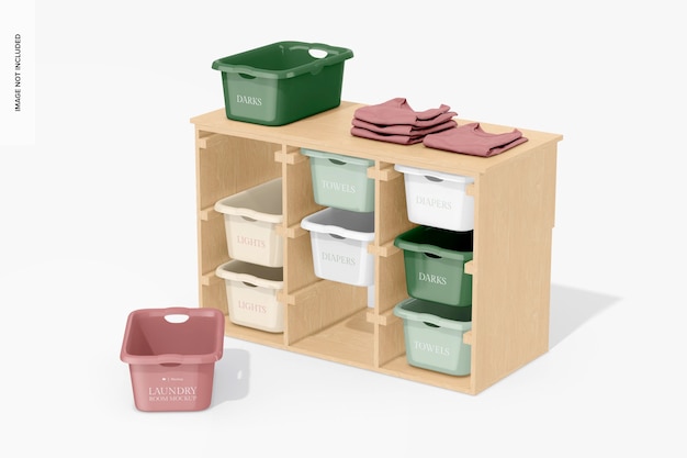 Laundry baskets organizer mockup