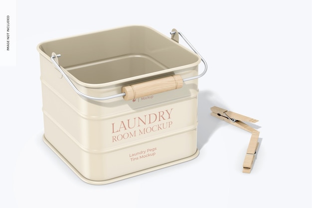 Laundry pegs tin mockup