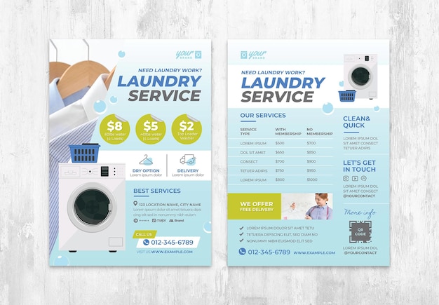 Laundry Service Flyer Template in PSD