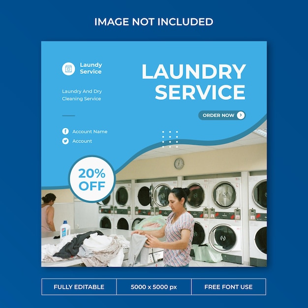 Laundry service instagram post social media template
