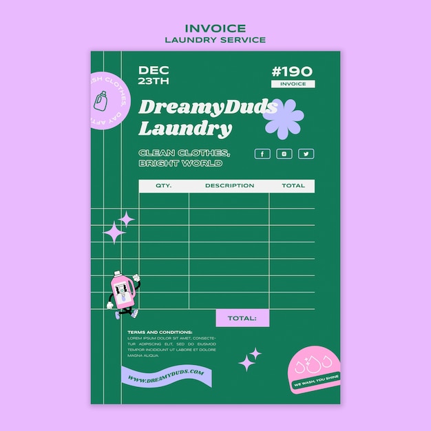 PSD laundry service invoice  template