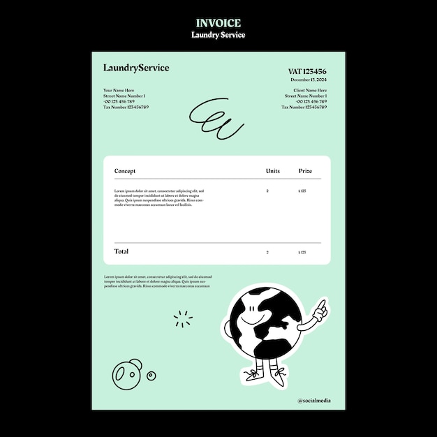 PSD laundry service invoice  template