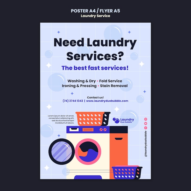 PSD laundry service poster template