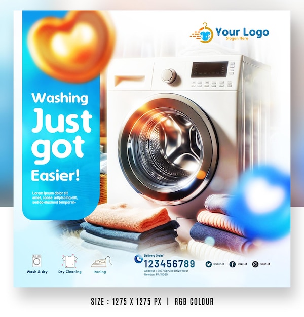 Laundry wash and dry service promotion banner templates