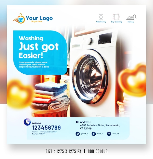 PSD laundry wash and dry service promotion banner templates