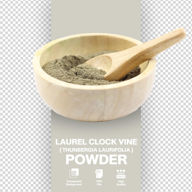 PSD laurel clock vine powder in wooden bowl