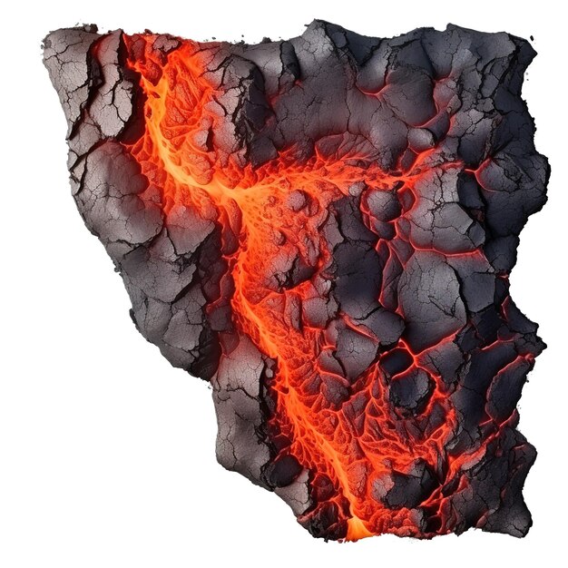 Lava in the cracks of the ground