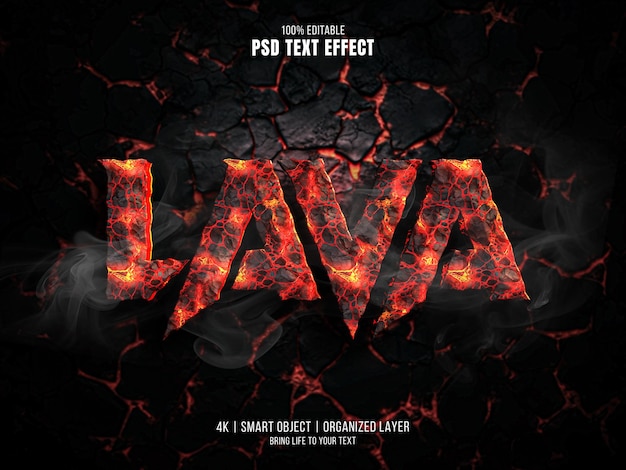 PSD lava fire editable text effect