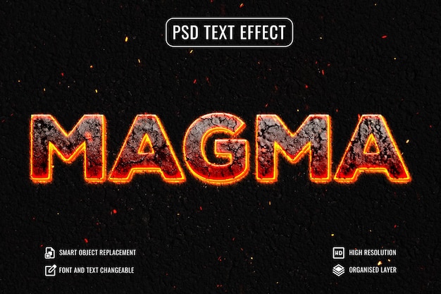 PSD lava inspired magma template fire text effect