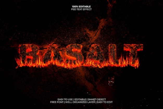 PSD lava magma flame fire editable text effect