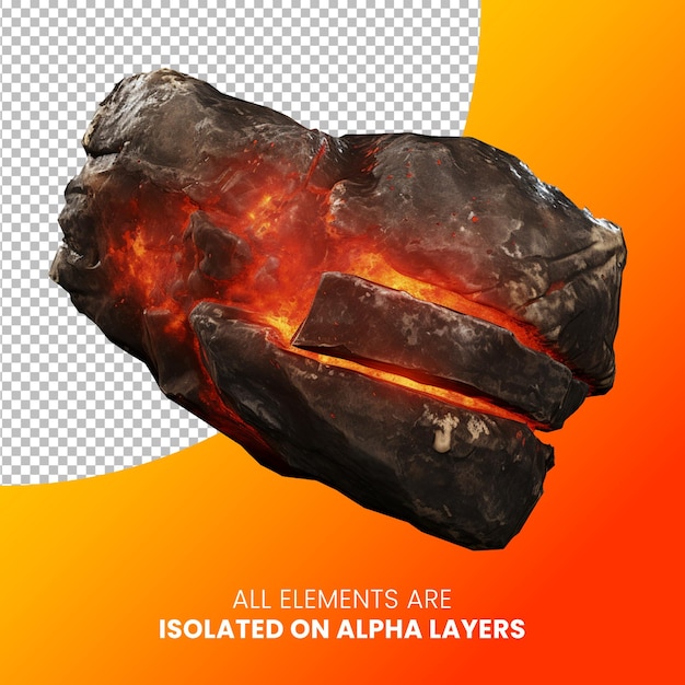PSD lava-steen geïsoleerd op alfa-laag png