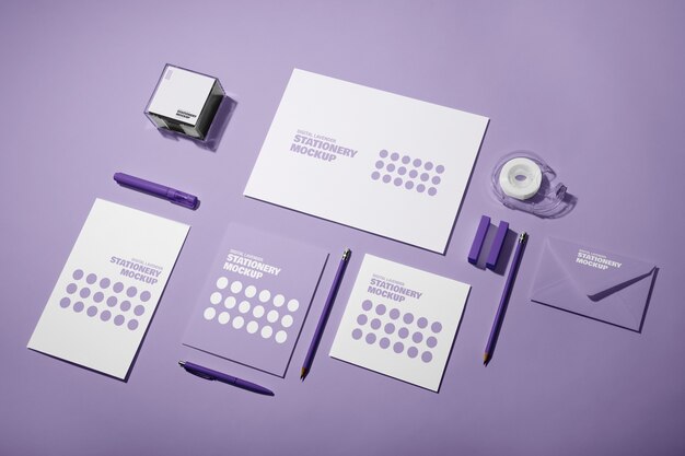 Lavendel schaduw briefpapier collectie mock-up