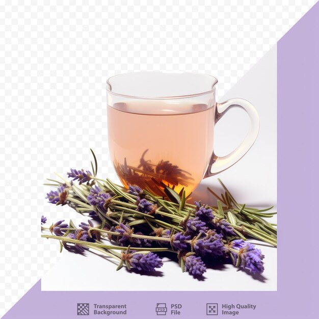 PSD lavender and chamomile tea on transparent background transparent background