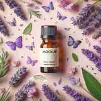 PSD lavender essential oil mockup design 3