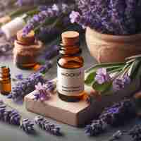 PSD lavender essential oil mockup design