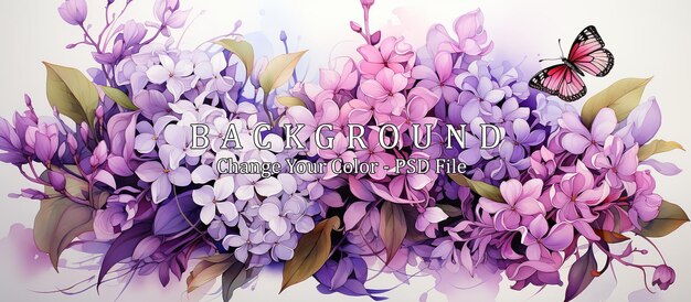 PSD lavender flowers in watercolor style watercolor background