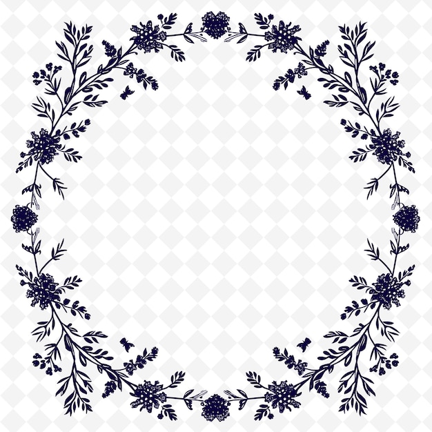 PSD lavender line art with flowers and stems for decorations in outline scribble arts of nature decor