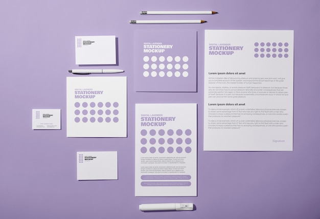 Lavender shade stationery collection mock-up