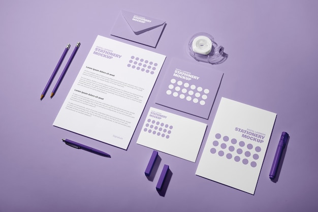 Lavender shade stationery collection mock-up