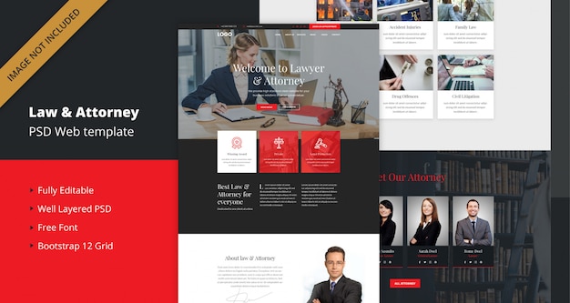 PSD 法律および弁護士のウェブサイトテンプレート