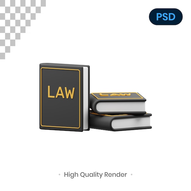 PSD illustrazione di rendering 3d del libro di legge psd premium