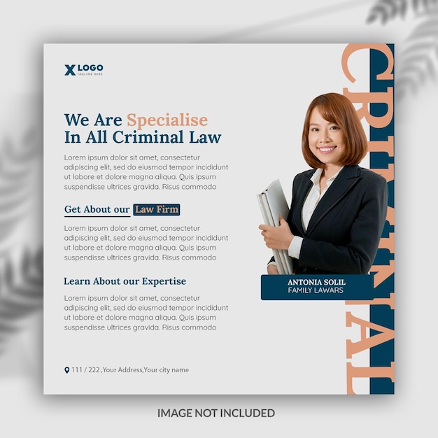 PSD law firm social media post banner or web banner templatelawyer business services flyer