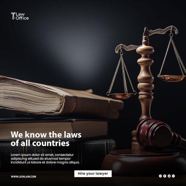 PSD law poster and social media design template