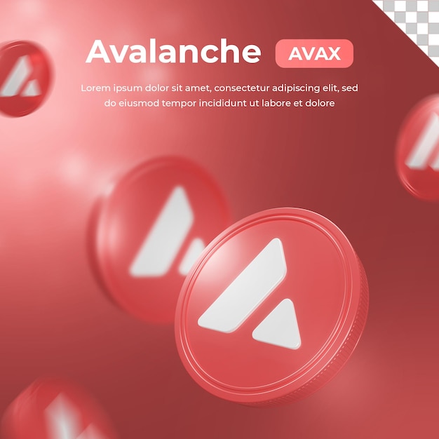 Lawine avax cryptocurrency munt 3D-rendering