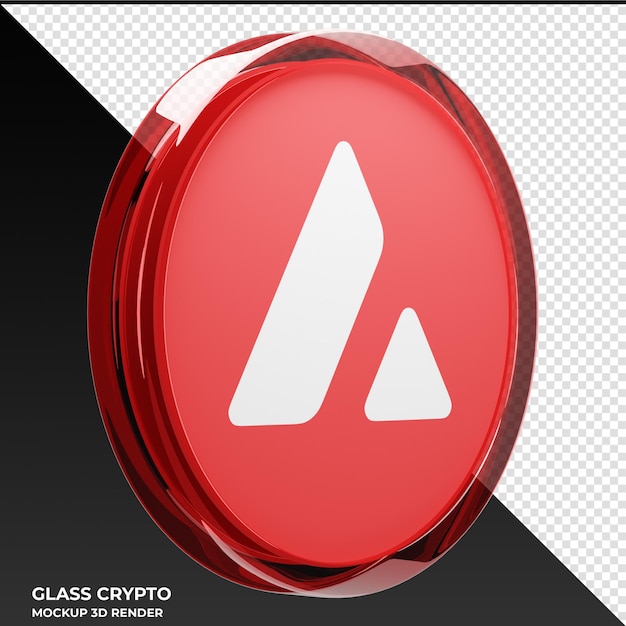 Lawine AVAX Glass Crypto Coin 3D Illustratie