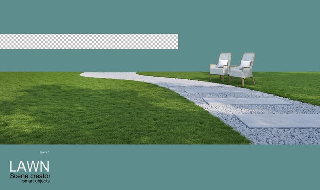 PSD lawn and chairs with shadows of trees