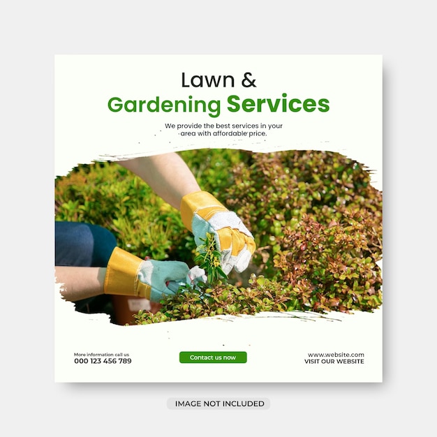 PSD lawn and garden clean social media post design or instagram stories template