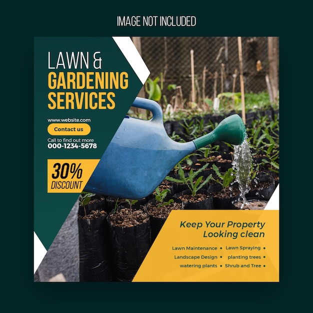PSD lawn and garden service social media post