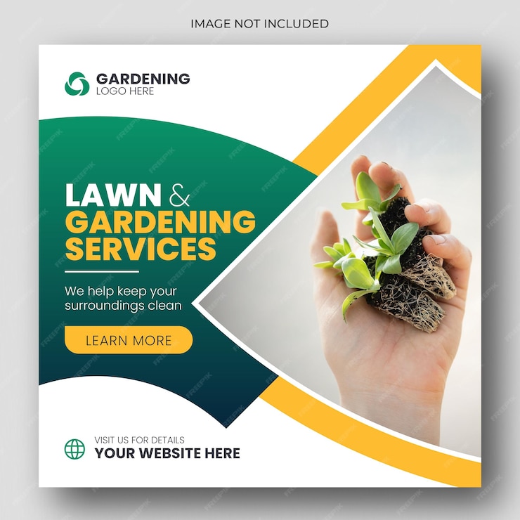  Lawn or gardening service social media post and web banner template