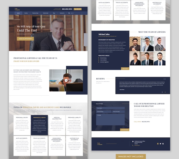 PSD pagina di destinazione del sito web dell'avvocato
