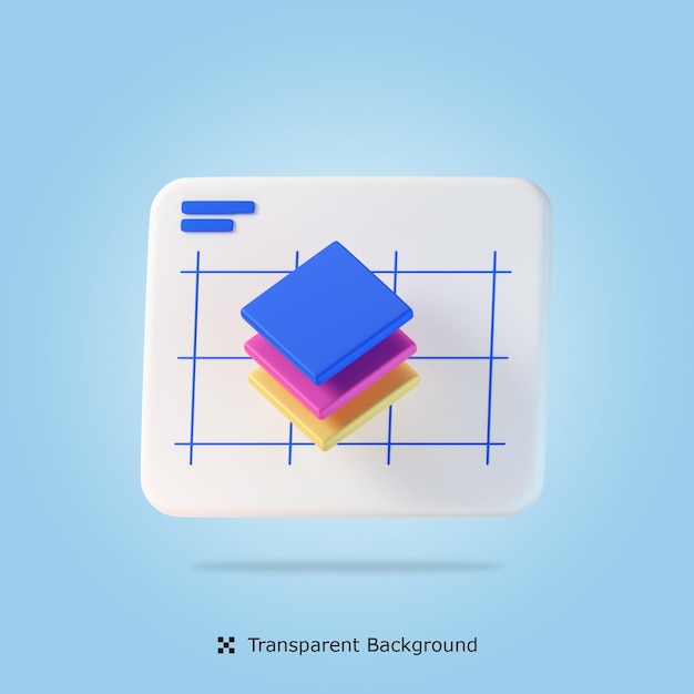 Illustrazione dell'icona 3d del grafico a strati