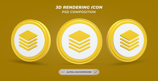 PSD icona livello nel rendering 3d