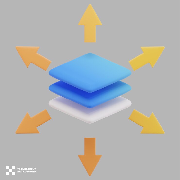 PSD layers 3d illustration