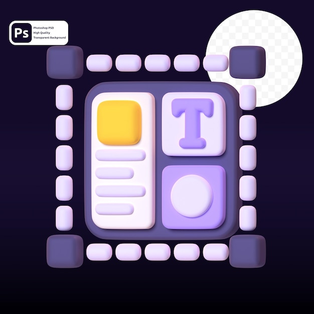 layout in 3d render for graphic asset web presentation or other