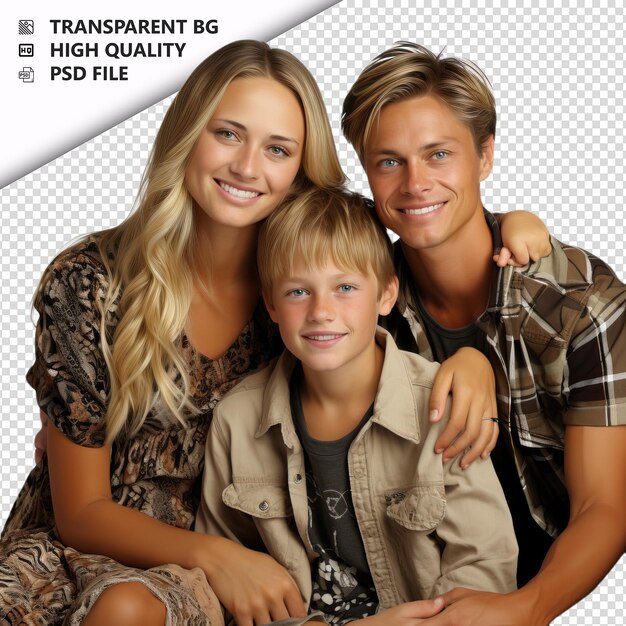 PSD lazy american family ultra realistic style white backgrou