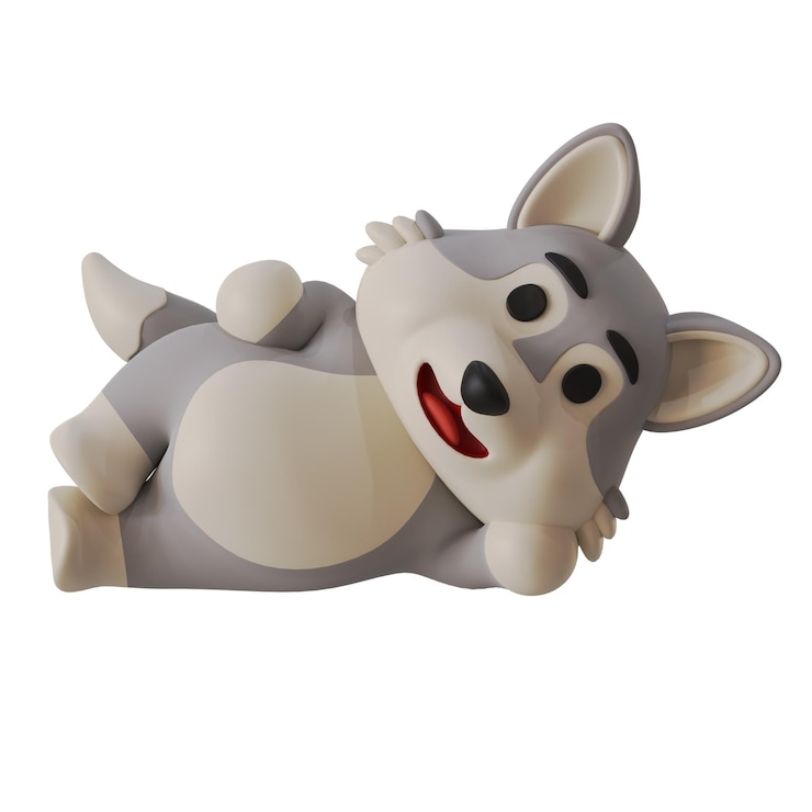 PSD lazy wolf mascot animal 3d