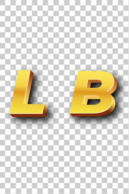PSD lb złota ikona logo izolowane białe tło przezroczyste