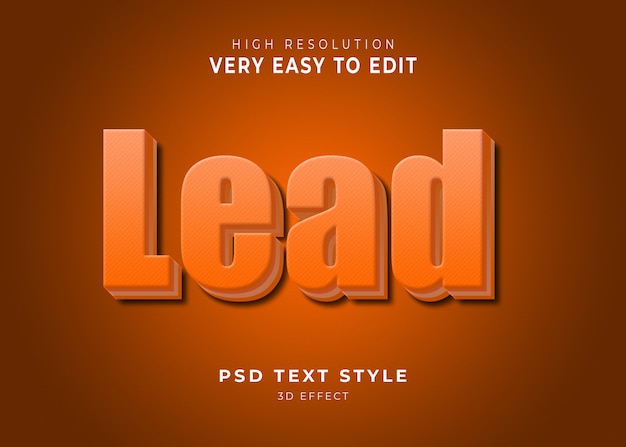 PSD lead 3d modern text effect