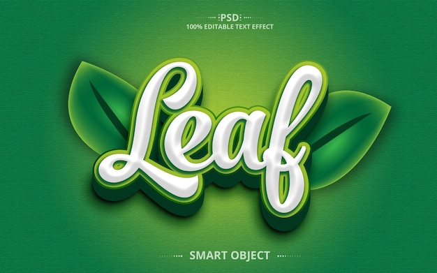 Leaf 3d creative psd miglior design con effetti di testo