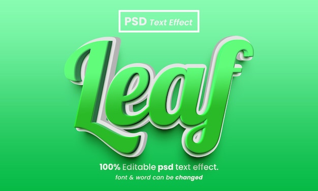 Leaf 3d editable premium psd text effect