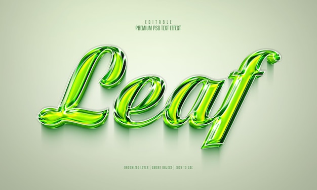 Leaf fully editable premium psd 3d text effect